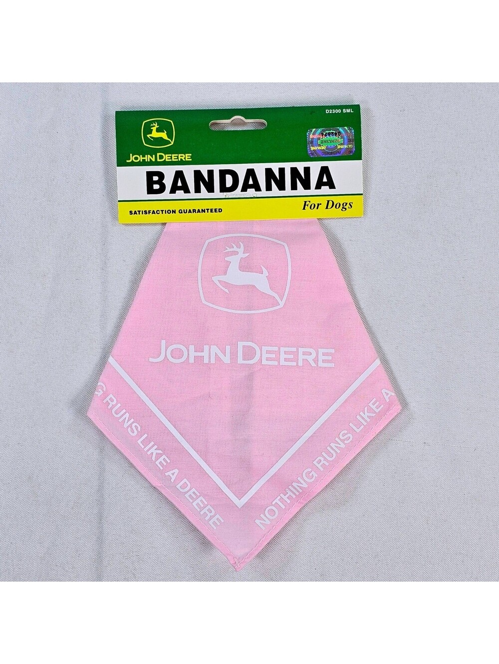 John Deere Pink Dog Bandana Nothing Runs Like A Deere Logo Cotton D2300 SML vtg